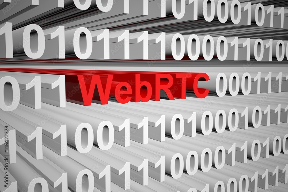 WebRTC in the form of binary code, 3D illustration